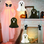 Haunt & Co 10 PCS Halloween Ornaments Hanging Cute White Black Ghost Honeycomb Decoration Halloween Tree Decorations Paper Ghost Table Decor for Home Office Classroom Holiday Party Supplies
