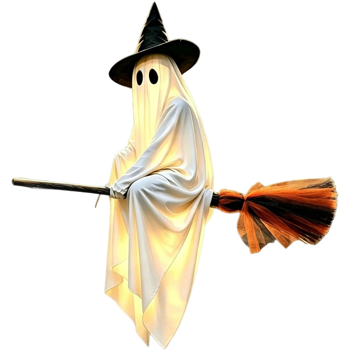 Haunt & Co Halloween Glowing Ornament with Lighted Witch Hat - Flying Hanging Decor for Home Porch Yard, Holiday Scene Prop for Halloween Celebration