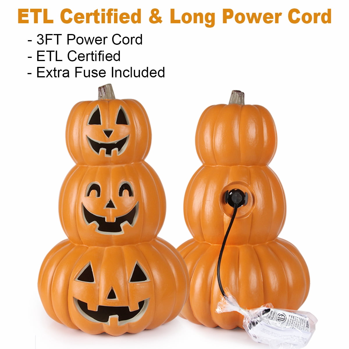 Haunt & Co 14 Inch Light Up Large Jack O Lantern - Halloween Pumpkin Decoration