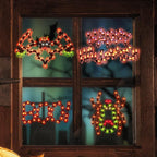 Haunt & Co 4-Pack Halloween Lighted Window Silhouette Lights, LED Hanging Ornaments with Cobweb, Pumpkin, Cat and Skull Designs
