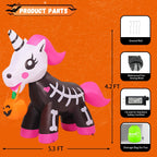 Haunt & Co COMIN 5 FT Halloween Inflatables Skeleton Unicorn Outdoor Decorations Blow Up Yard Pink Cute with Built-in LEDs