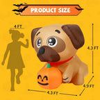 Haunt & Co COMIN 5 FT Halloween Inflatables Dog Outdoor Yard Decorations Blow Up Pug Holding Pumpkin with Built-in LEDs