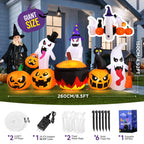 Haunt & Co 8.5FT Halloween Inflatables Pumpkin Ghost Family with Built-in LED Lights, Halloween Blow up Yard Decorations