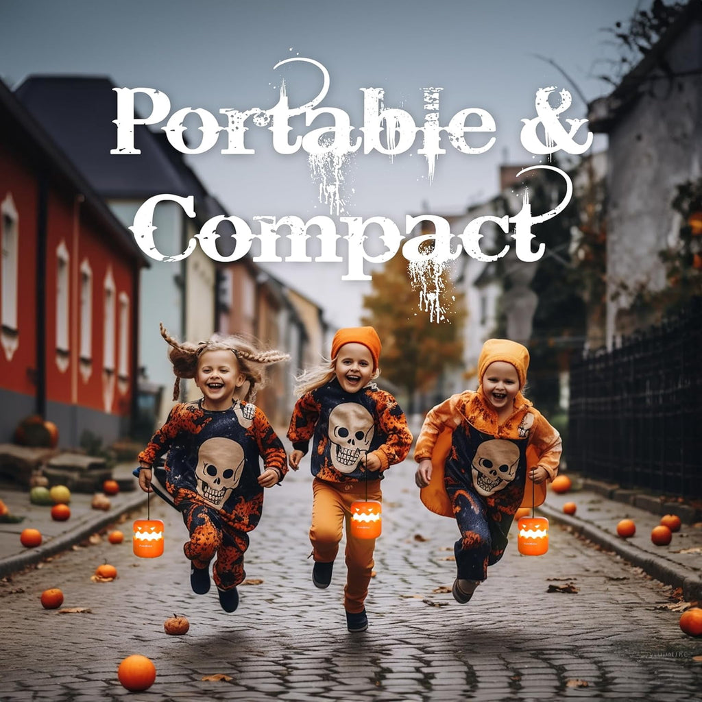 Haunt & Co EverBrite 3-Pack Halloween Pumpkin Lantern, Collapsible Jack O Lantern Pumpkins with Lanyard, Halloween Party Favors, Light up Pumpkin Outdoor