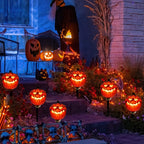Haunt & Co 3 Pack Lighted Pumpkin Pathway Lights Stakes,Outdoor Jack-O-Lantern Waterproof Decorations,Scary Halloween Party Props Outdoor Yard Decor