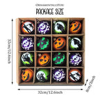 Haunt & Co The Face of Spooky Horror 16 Piece Ornament Shatterproof Bundle Set, Halloween Pumpkin, Zombie, and Goblin