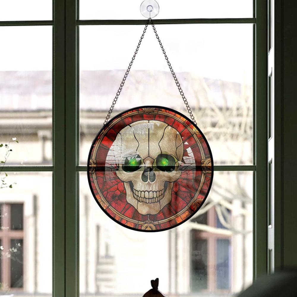 Haunt & Co Mom Christmas Gift - Halloween Vampire Skeletons Spooky Stained Glass Hanging Ornament - Silver & Gold Christmas Tree Decor, Holiday Gift for Family & Friends, Collectible 2025
