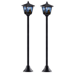 Haunt & Co 2-Pack Haunted House Solar Post Lights - Spooky with Eerie Glow, 40" Rust-Proof Stake, Auto On/Off
