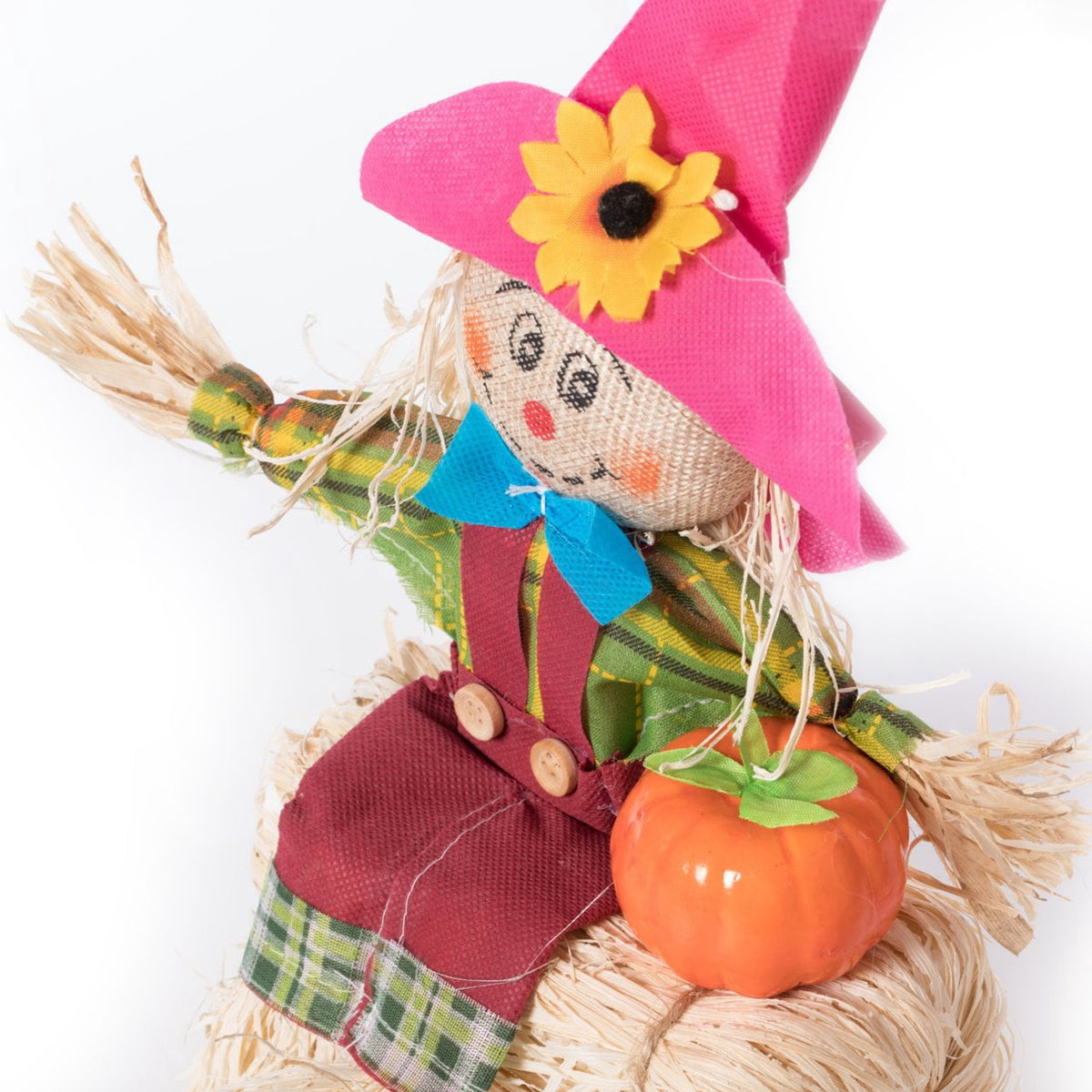 Haunt & Co Gardenised 12 Inch Sitting on Straw and Hay Bales Multicolor Trio Scarecrows for Halloween, Fall and All Time Season Garden Decor, Scatter them Around or Gather them Together for a Mesmerizing Display