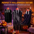 Haunt & Co 3 Pack Hanging Skeleton Ghosts for Outdoor, Grim Reaper for