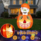 Haunt & Co 2.8FT Halloween Inflatable Animated Pumpkin Ghost, 2 White LED Lights, Weather-Resistant Polyester, for Small Spaces/Accent Decor
