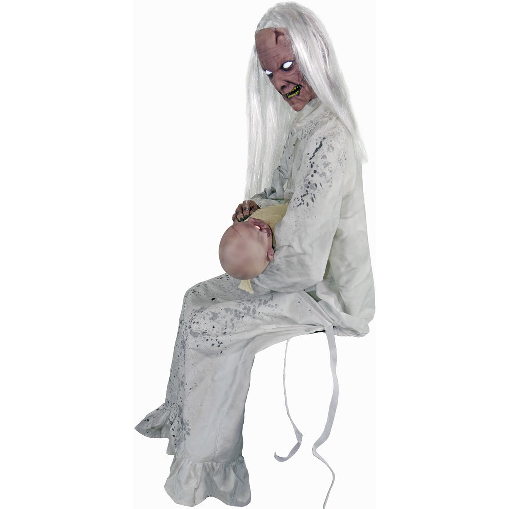Haunt & Co 2.9 ft Animatronic Gravely Granny by Tekky with Motion-Activated Sounds