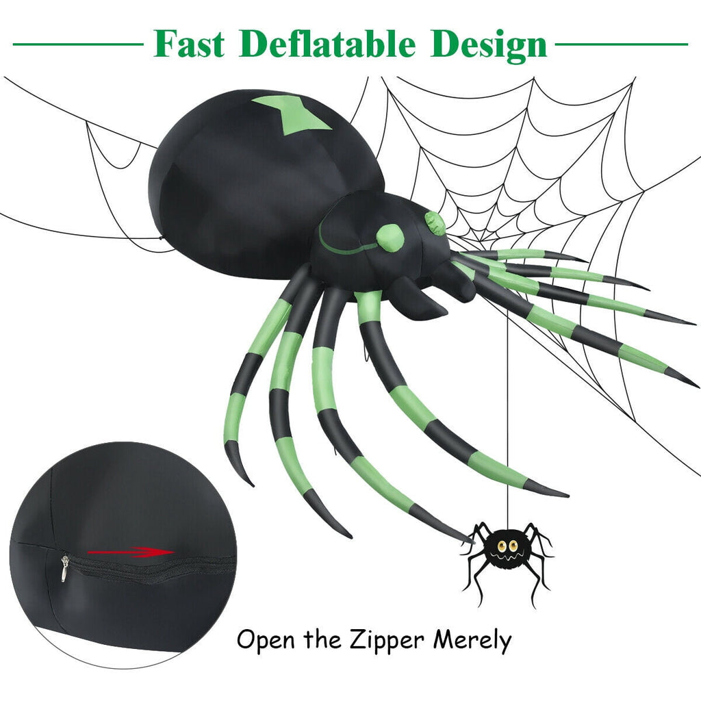 Haunt & Co Gymax 6FT Halloween Inflatable Blow-Up Spider w/ LED Lights Outdoor Yard Decoration
