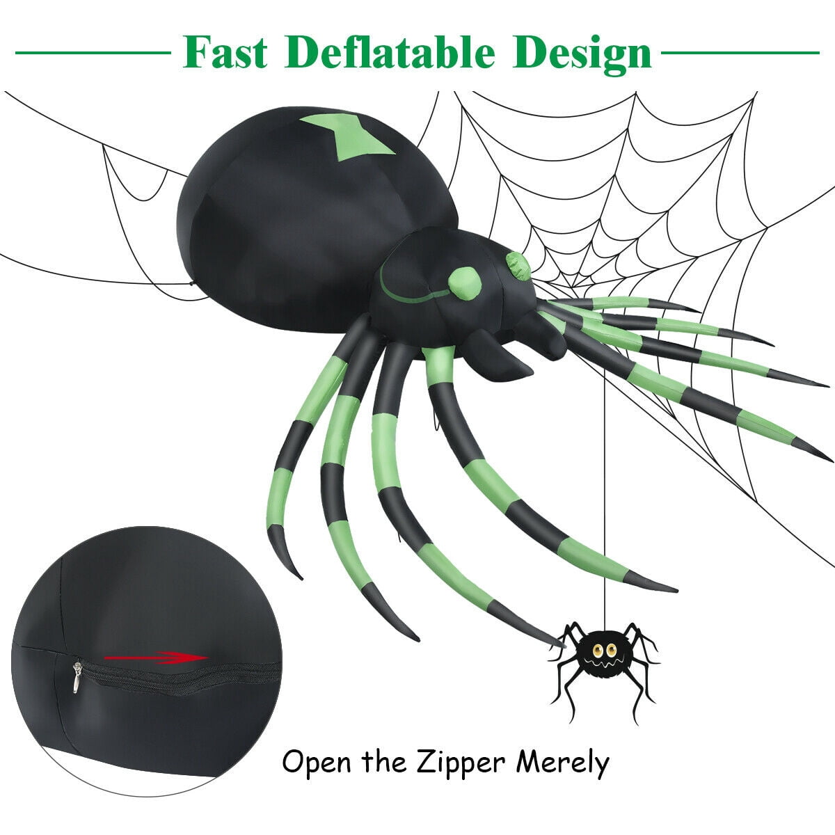 Haunt & Co Gymax 6FT Halloween Inflatable Blow-Up Spider w/ LED Lights Outdoor Yard Decoration
