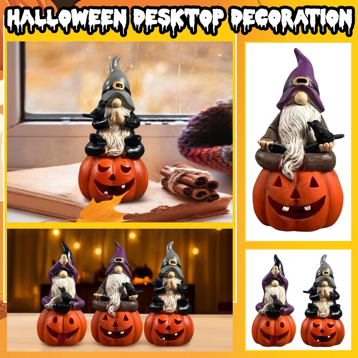 Haunt & Co Halloween Spooky Ghostface Dwarf Ornaments â?? Quirky Faces with Eerie Shadows, Halloween Decorations for Dining Tables, Party Setups & Indoor Halloween Displays â?? perfect for Halloween Parties