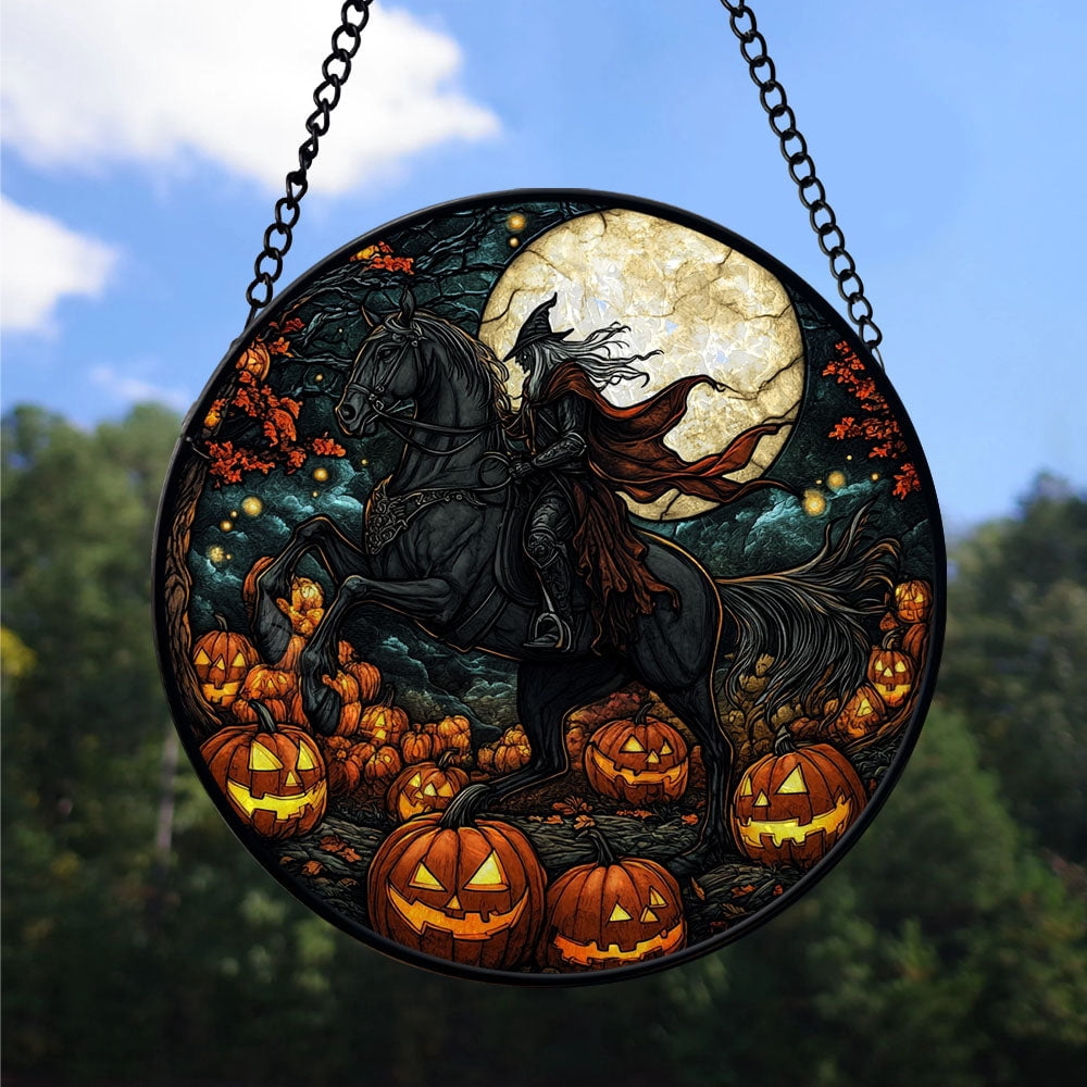 Haunt & Co Christmas Gift Bundle - Knight Halloween Xmas Stained Glass Hanging Ornament - Warm White Lights Tree Decoration, Gift for Family & Friends, Keepsake 2025