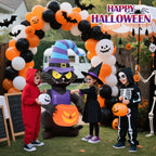Haunt & Co Toiyjofe 6ft Halloween Inflatable Black Cat with Jack-o'-Lantern & LED Lights, Trick-or-Treat Yard Decoration with Witch Hat