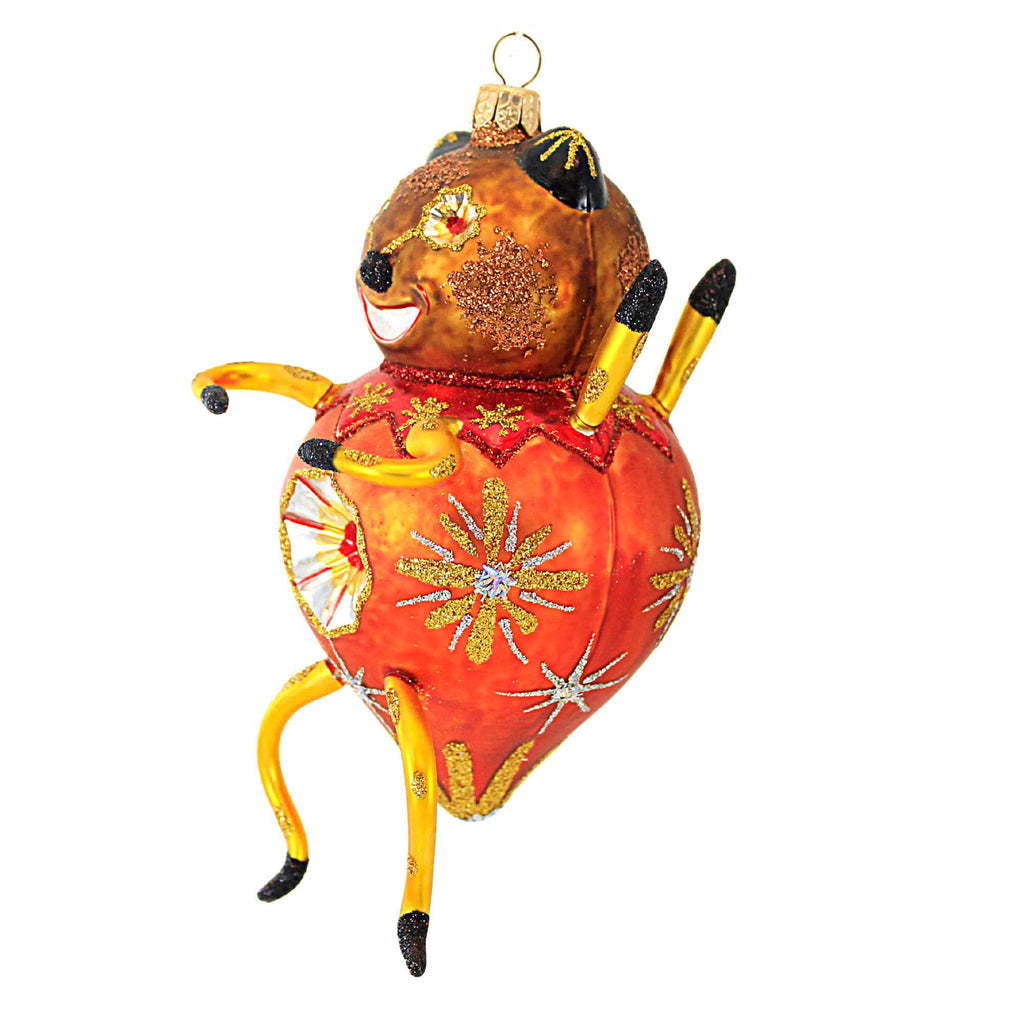 Haunt & Co Larry Fraga Designs Orange Bug - 1 Ornament 7 Inch, Glass - Halloween Ornament Bug Bear