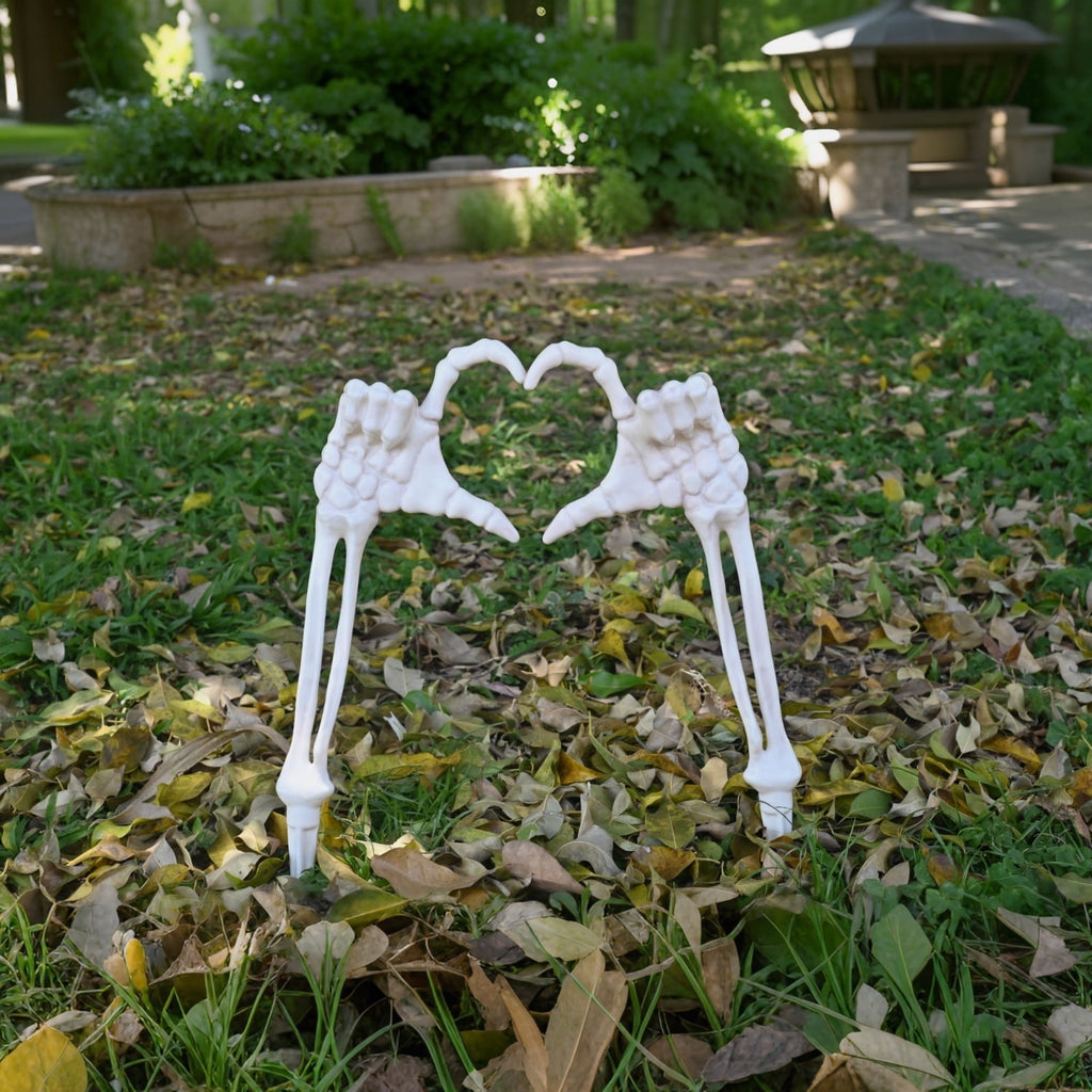 Haunt & Co Halloween Skeleton Stakes Decorations, Love Pose 2 Piece Hands Arms with Lawn Stakes