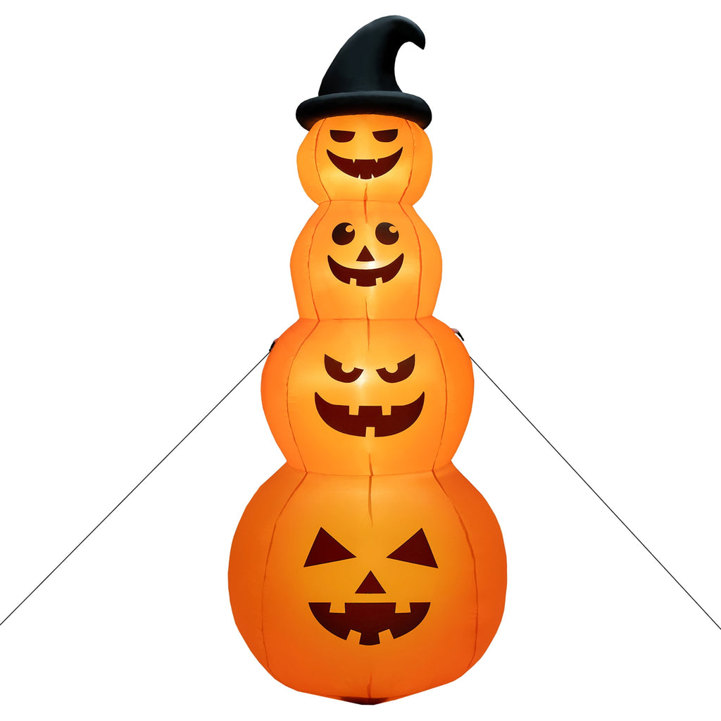 Haunt & Co Gymax 8 ft Inflatable Halloween Pumpkins Stack Holiday Decor w/ Built-in LED Lights
