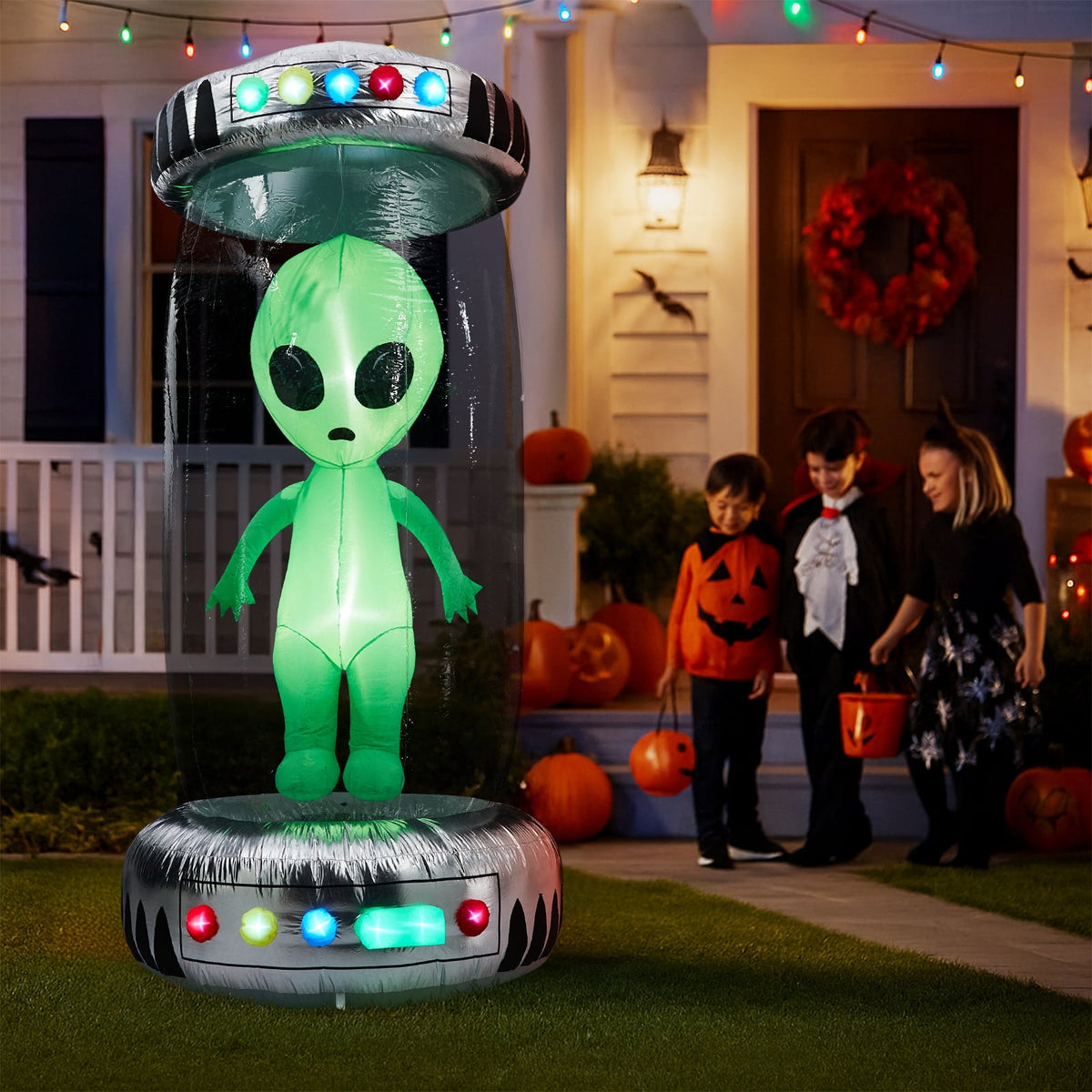 Haunt & Co 8' Halloween Inflatables UFO Alien Decoration Outdoor Light-up Holiday Decoration