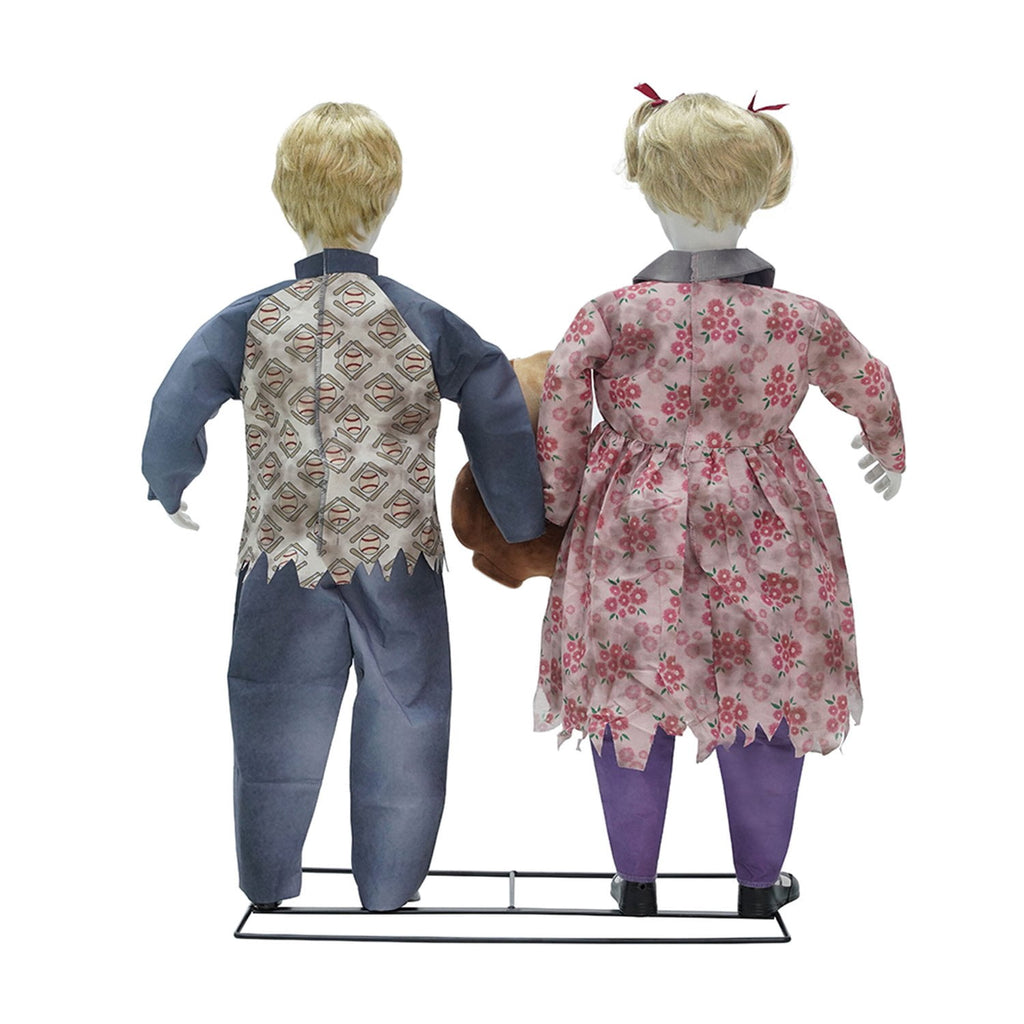 Haunt & Co Apocalypse Twins Halloween Animatronics with Red Eyes & Head Sync, 3-Ft