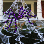 Haunt & Co Spider Webs Outdoor, 50" Light Up Giant Spider + 276" Triangular Spider Webs, Yard Outdoor