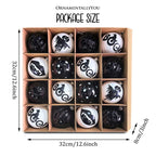 Haunt & Co Creepy Boo Assorted 16 Piece Black and White Ornament Bundle, Monochrome 3" Halloween Bauble Set