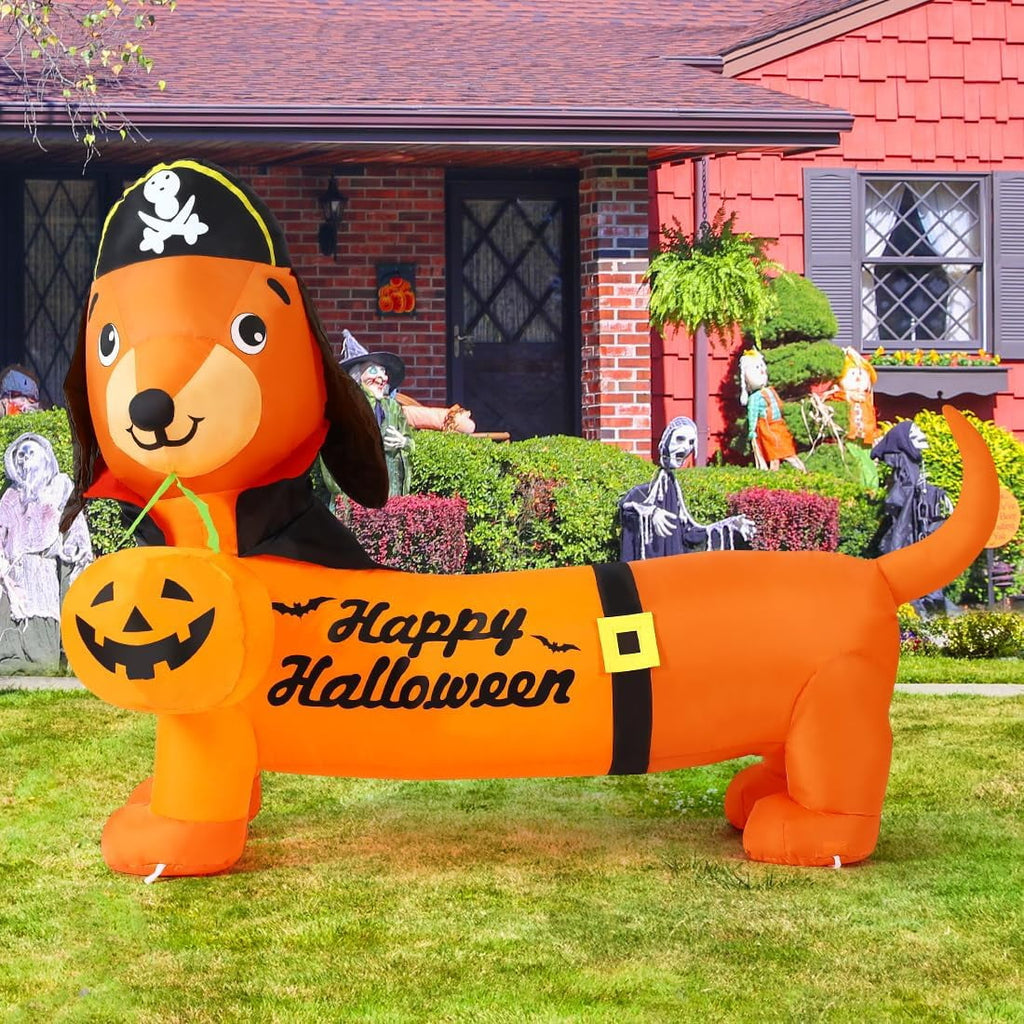 Haunt & Co Halloween Inflatable 5 FT Halloween Dog Decorations, Halloween Inflatable Dog with Built-in Lights, Outdoor Clearance For Halloween/Holiday/Garden/Yard