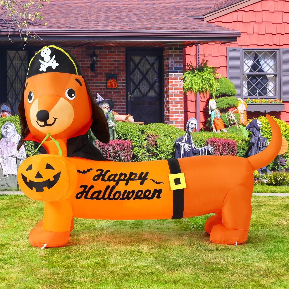 Haunt & Co Halloween Inflatable 5 FT Halloween Dog Decorations, Halloween Inflatable Dog with Built-in Lights, Outdoor Clearance For Halloween/Holiday/Garden/Yard