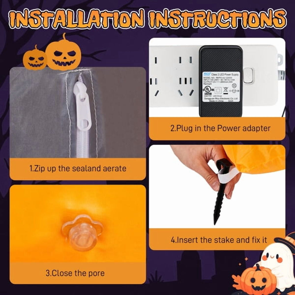 Haunt & Co 9.6FT Halloween Inflatable Skeleton Tombstone Banner, Built-in 4 White LED Lights, Quick Inflation