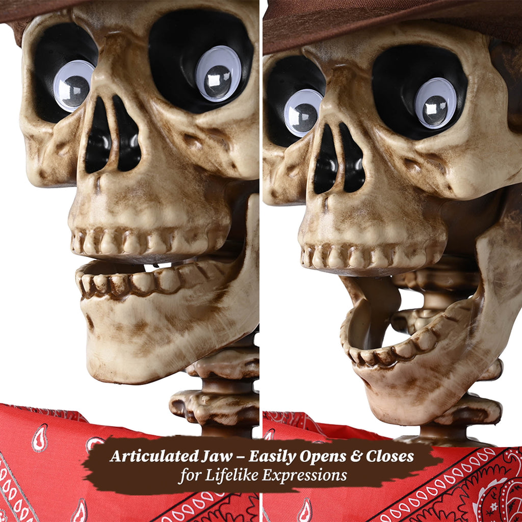 Haunt & Co Yescom Halloween 5.6Ft Life Size Skeleton Cowboy Detailed Costume Outdoor Indoor Haunted House Props Decor 2026