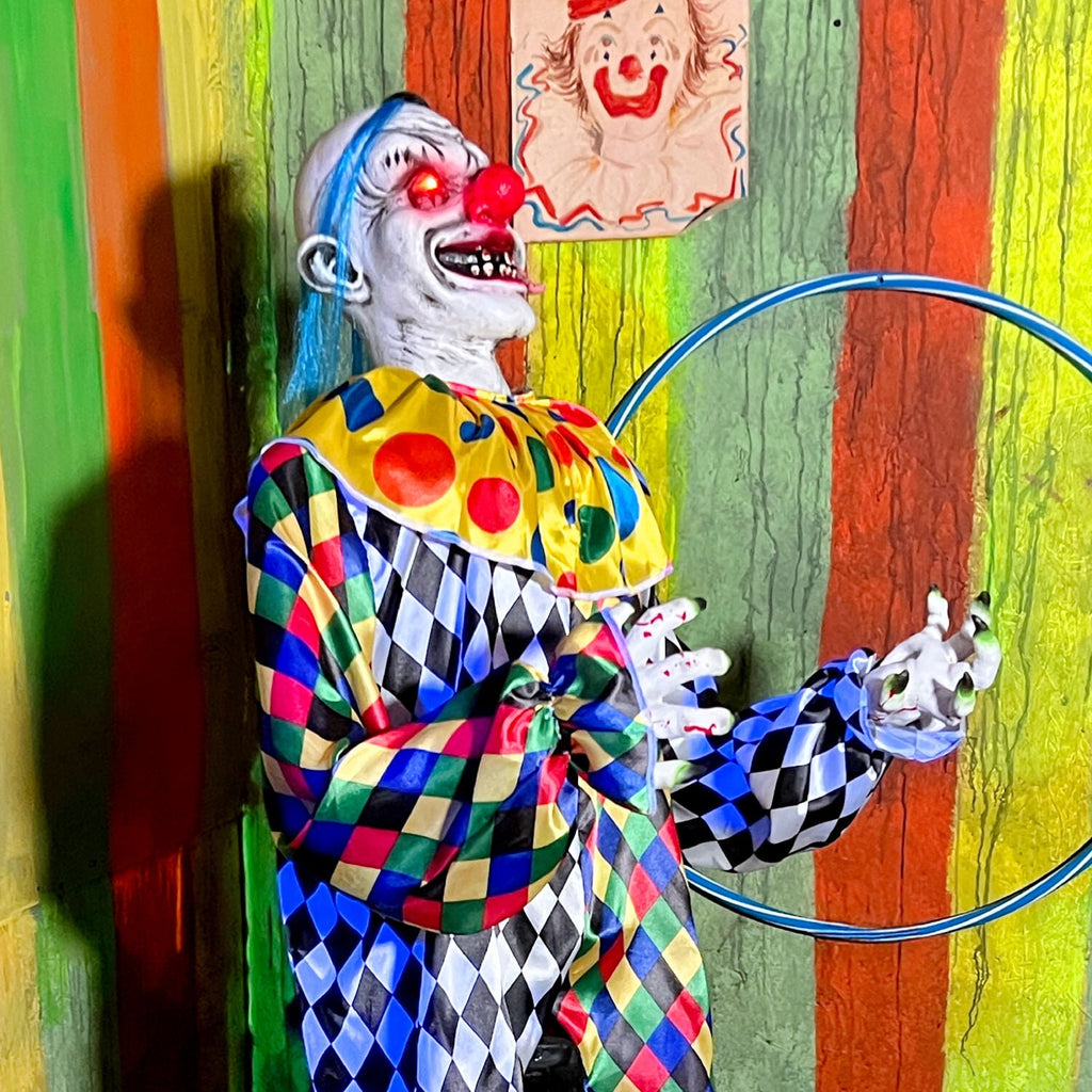 Haunt & Co 5.9 ft Voice & Sound-Sensor Clown on Tricycle Halloween Animatronic