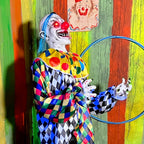 Haunt & Co 5.9 ft Voice & Sound-Sensor Clown on Tricycle Halloween Animatronic