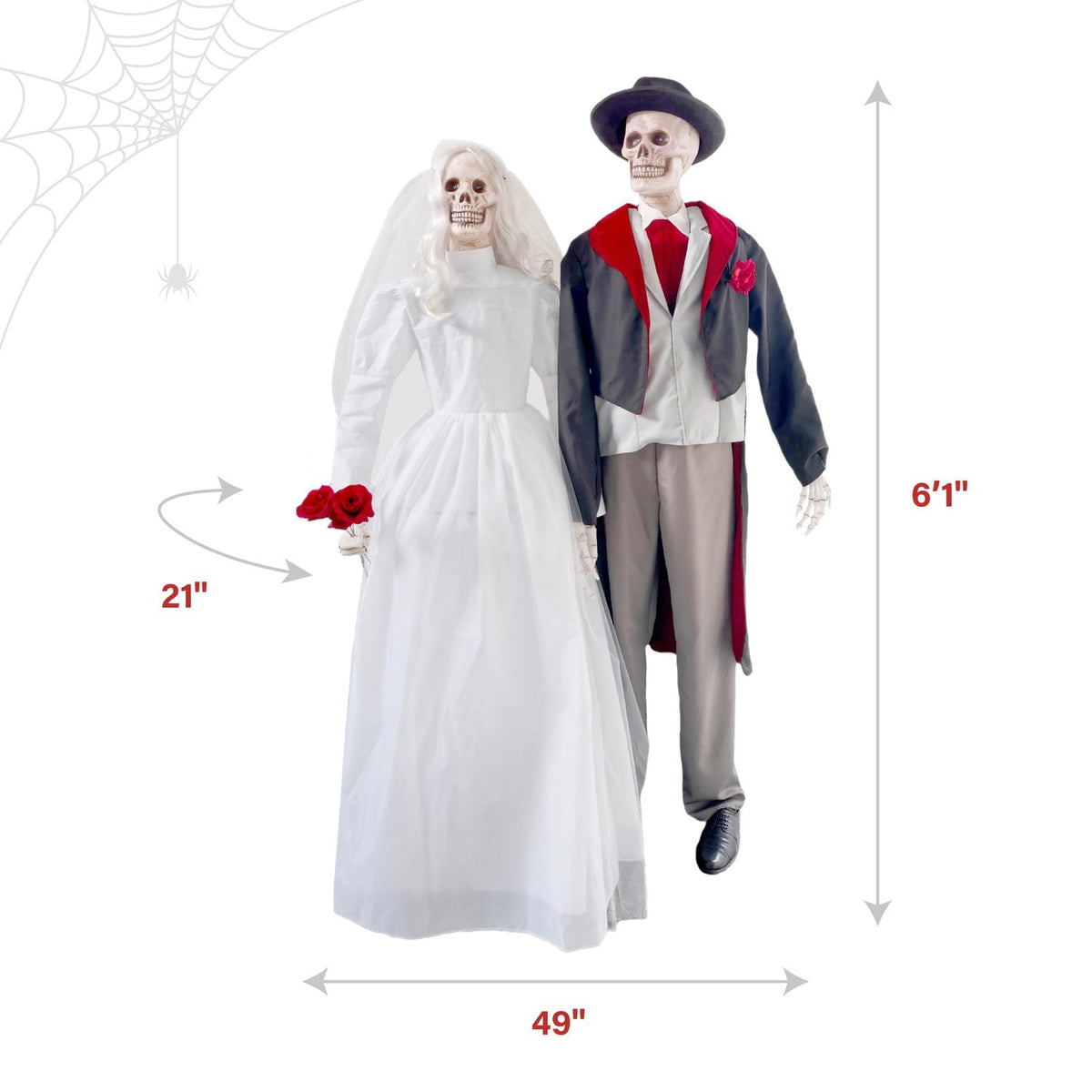 Haunt & Co Undead Bride & Groom Halloween Animatronics with Glowing Eyes, 6-Ft