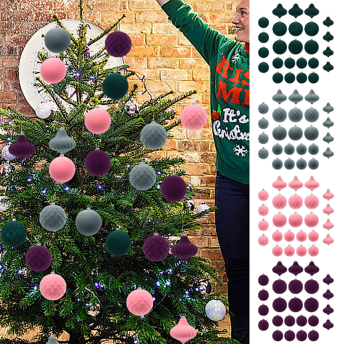 Haunt & Co HBBKVI Purple 3.1" Christmas Balls Christmas Tree Decoration Ornaments Shatterproof Hanging Balls for Birthday Halloween Holiday Wedding Decorations Set of 25pcs