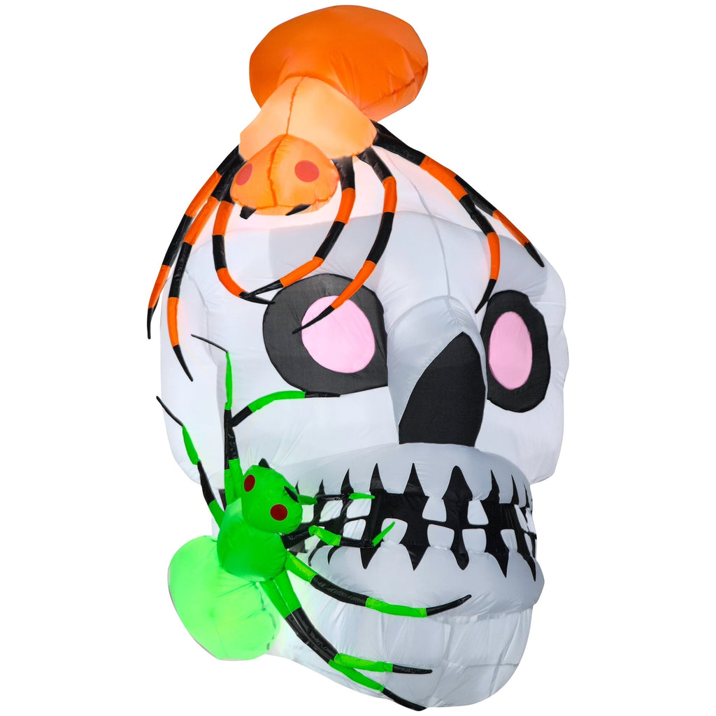 Haunt & Co 5 1/2' Airblown Inflatable Skull With Spiders Scene
