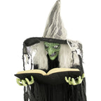 Haunt & Co 5.5 ft Poseable Witch with Spell Book, Lights and Sound, Indoor/Covered Outdoor