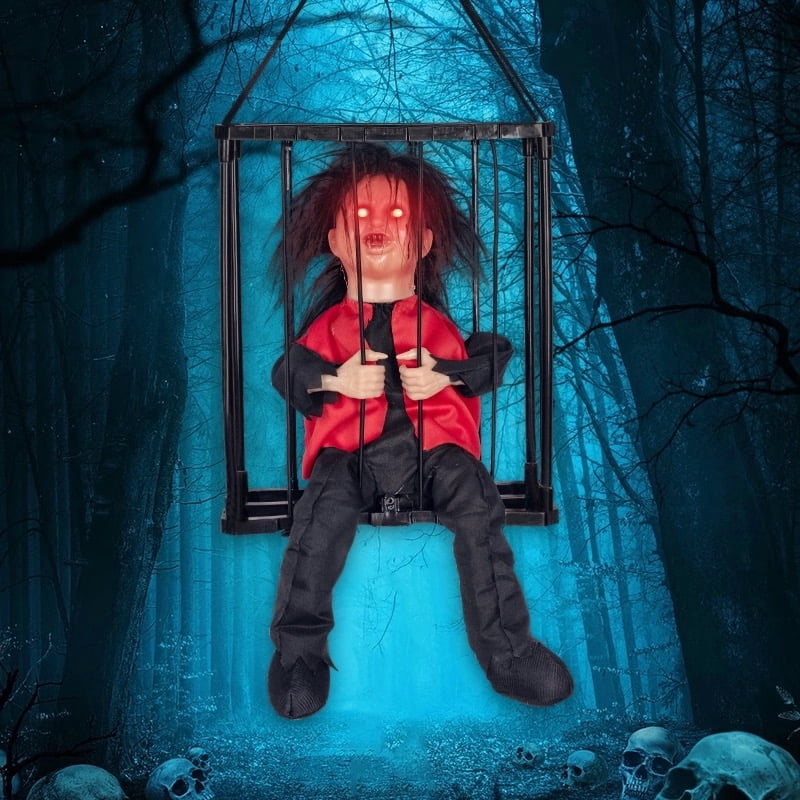 Haunt & Co Halloween Animated Decorations, Prop Scary Haunted Doll Horror with Red Lighting Eyes Spooky Sounds & Motion Sensor for Home Indoor Outdoor