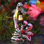 Haunt & Co Uanit Halloween Couple Skull Lamp Outdoor Solar Garden Courtyard Festival Decoration