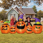 Haunt & Co (2 pack) 8FT Halloween Inflatable Pumpkins Blow ups Outdoor Decorations, Five Pumpkins with LED Lights