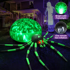 Haunt & Co 8FT Halloween Inflatables Outdoor Decorations Giant Spider Decorations with LED Lights and Air Pump Blow up Inflatable Green