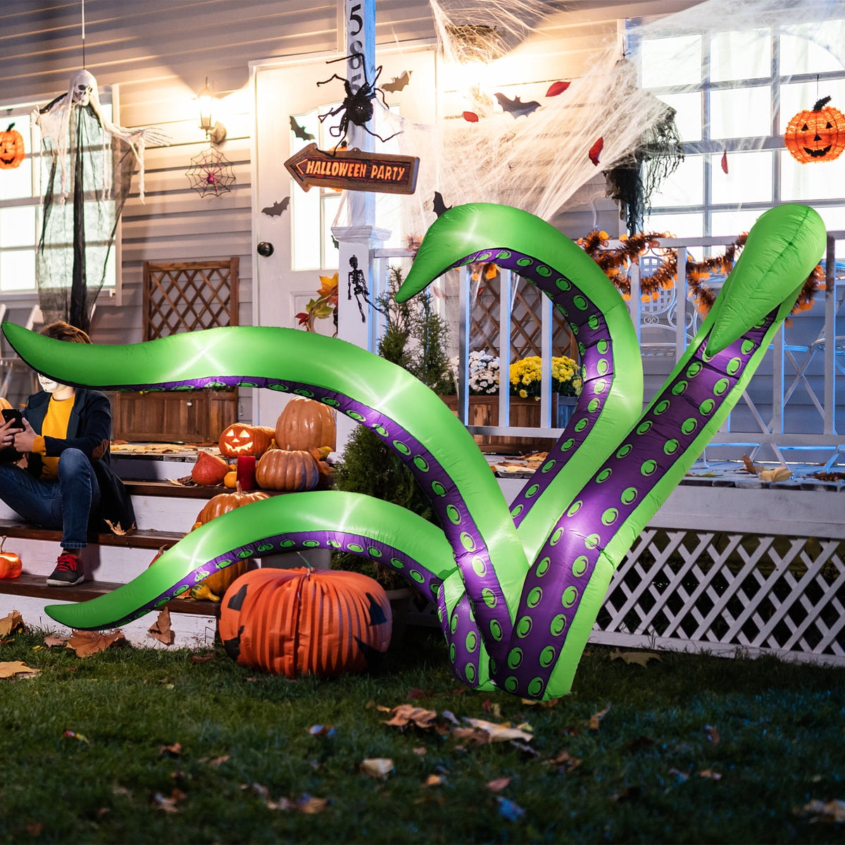 Haunt & Co 7 FT Halloween Inflatables Cape Octopus 2 Pack Giant Octopus Tentacles Outdoor