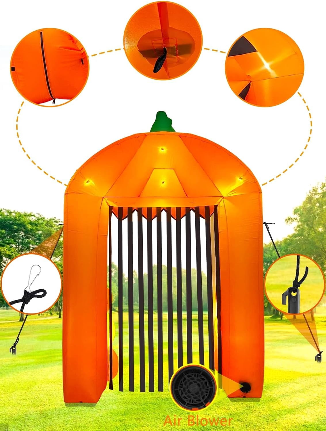 Haunt & Co 9.5ft Halloween Inflatable Pumpkin Arch with LED Lights - Outdoor/Indoor Yard Decoration