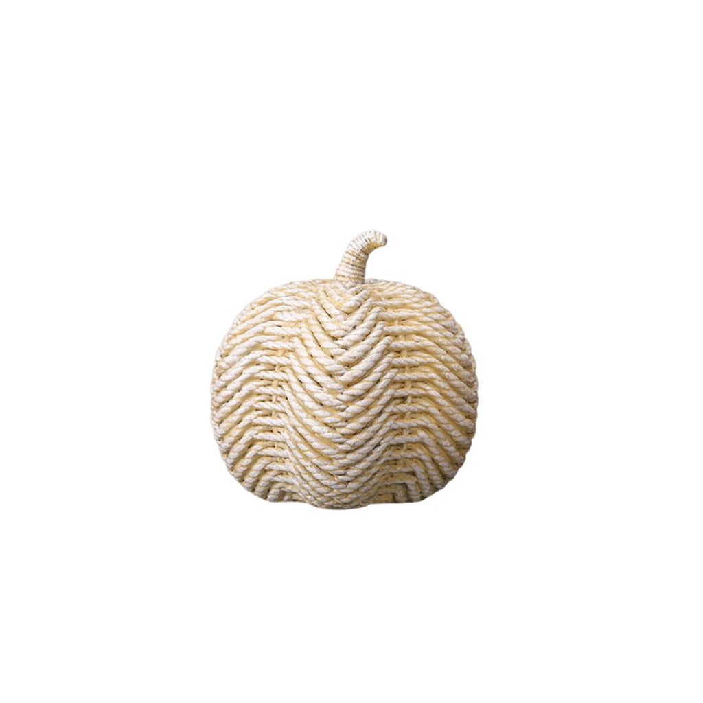 Haunt & Co Faux Rattan Pumpkin Decor, Beige Woven Halloween Ornaments for Fall Home Boho Farmhouse Table Centerpiece Mantel Shelf Porch Autumn Decoration Resin