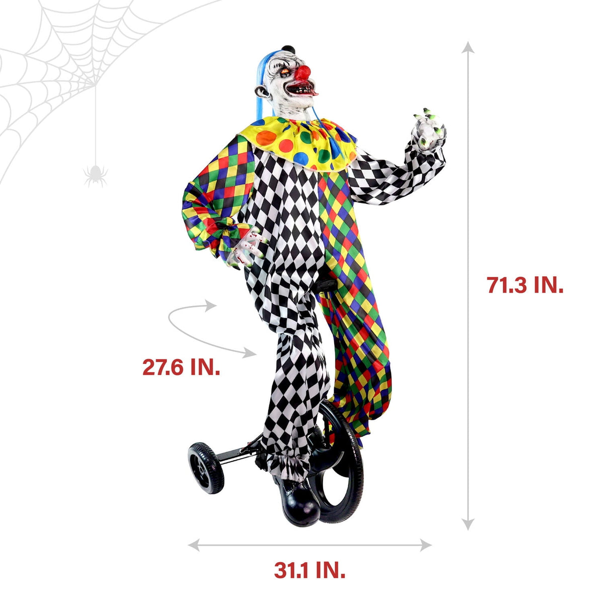Haunt & Co 5.9 ft Voice & Sound-Sensor Clown on Tricycle Halloween Animatronic