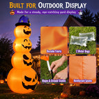 Haunt & Co 8 ft Halloween Pumpkin Stack Inflatable Decoration with Witch Hat, Lighted