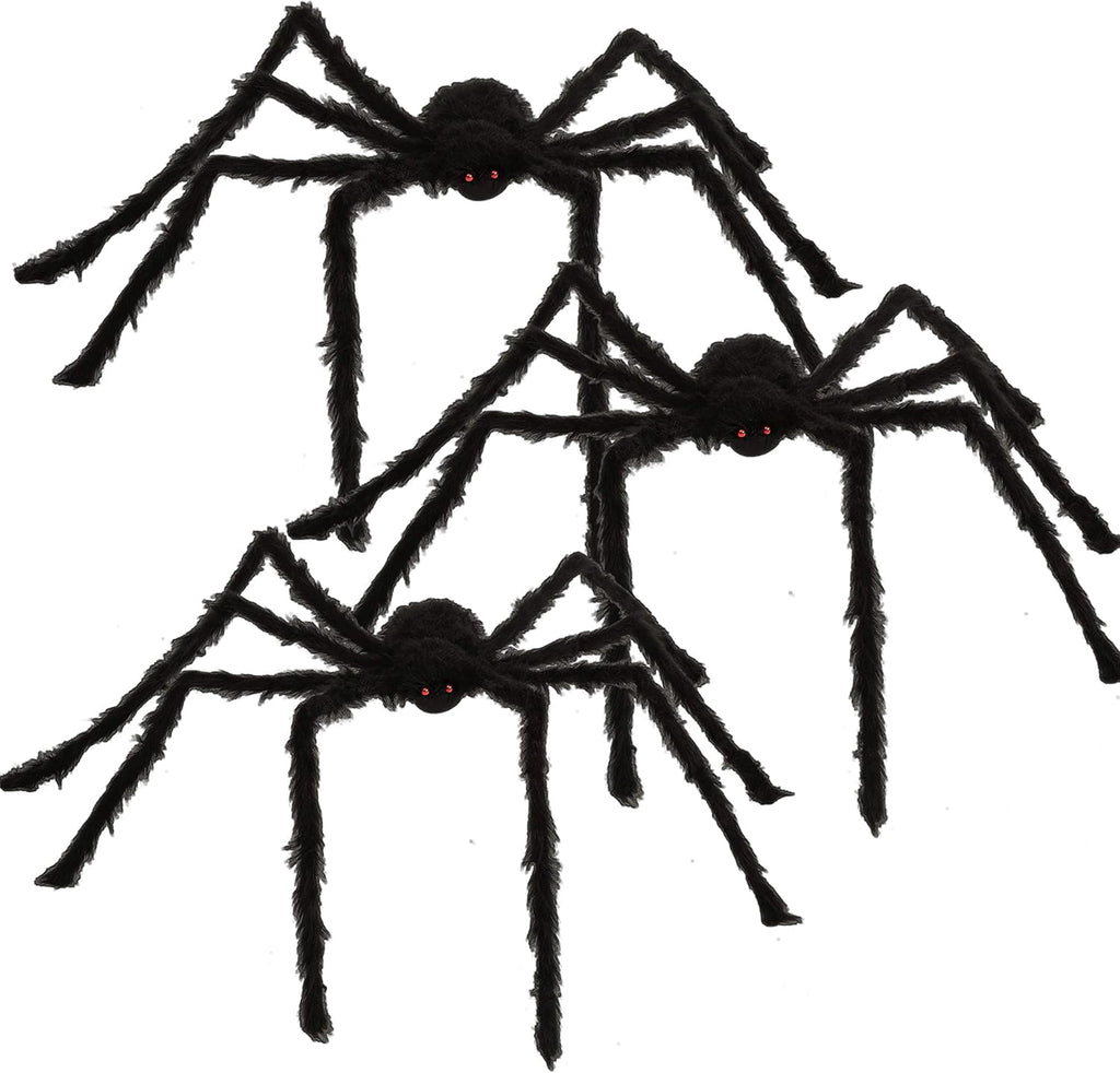 Haunt & Co 3 Pack 5 FT Giant Spider ,Scary Spider Outdoor Party Decorations Props ,Black