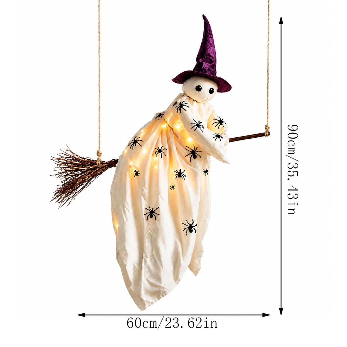 Haunt & Co Halloween Flying Ghost Decorations, Large Hanging Ghost Ornament with Weather Resistant Design and Swinging Effect, Spooky Outdoor Yard Decor for Porch Tree Garden Party House Decoration-A