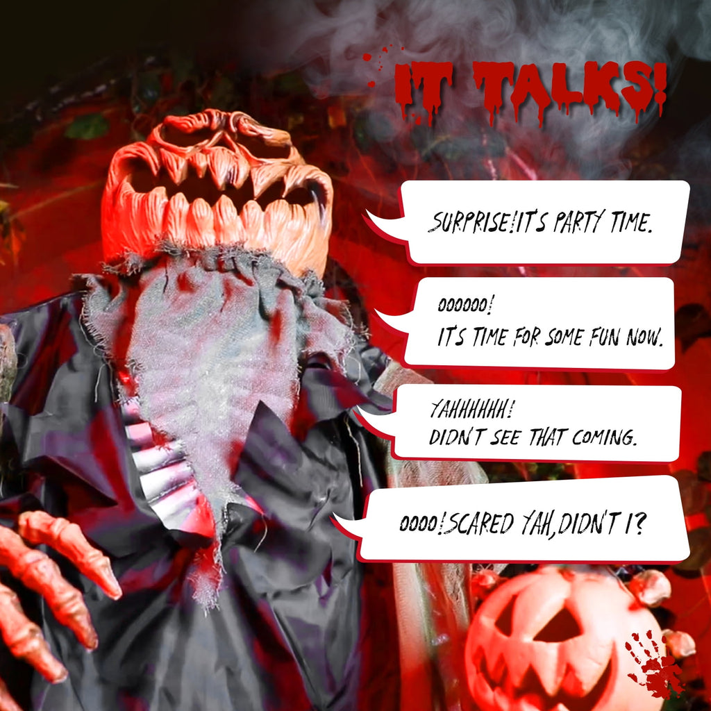 Haunt & Co 7FT Halloween Animatronic Standing Pumpkin Man The Sound Activated Halloween Prop